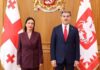 საქართველოს პრეზიდენტი, მიხეილ ყაველაშვილი ლატვიის რესპუბლიკაში საქართველოს ახლად დანიშნულ საგანგებო და სრულუფლებიან ელჩს, ანა აბულაძეს შეხვდა